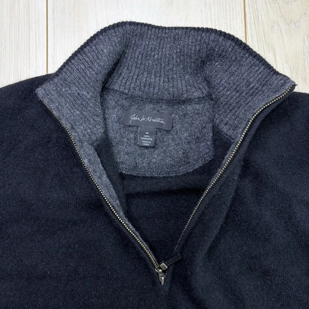 John W. Nordstrom Cashmere 1/4 Zip Knit Sweater Mens Sz Medium Lot Of 2